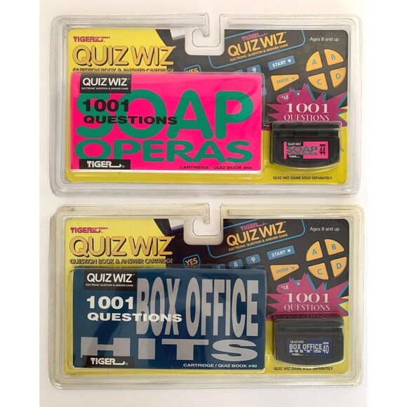 Tiger Electronics Quiz Wiz & 2 New Cartridges Box Office Hits/ Soap Opera - Picture 4 of 9